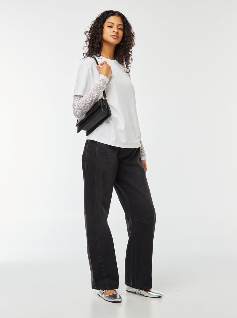 Tee-shirt 2 en 1 avec dentelle Blanc - Kiabi