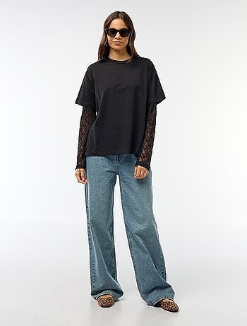 Tee-shirt 2-en-1 avec manches en dentelle