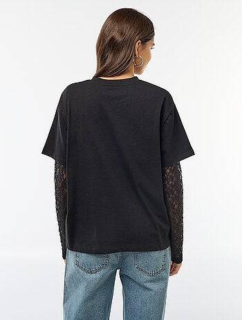 Tee-shirt 2-en-1 avec manches en dentelle