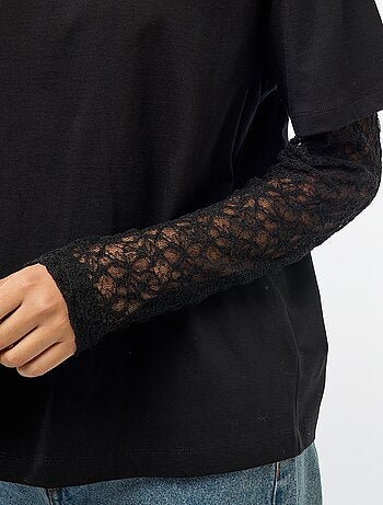 Tee-shirt 2-en-1 avec manches en dentelle