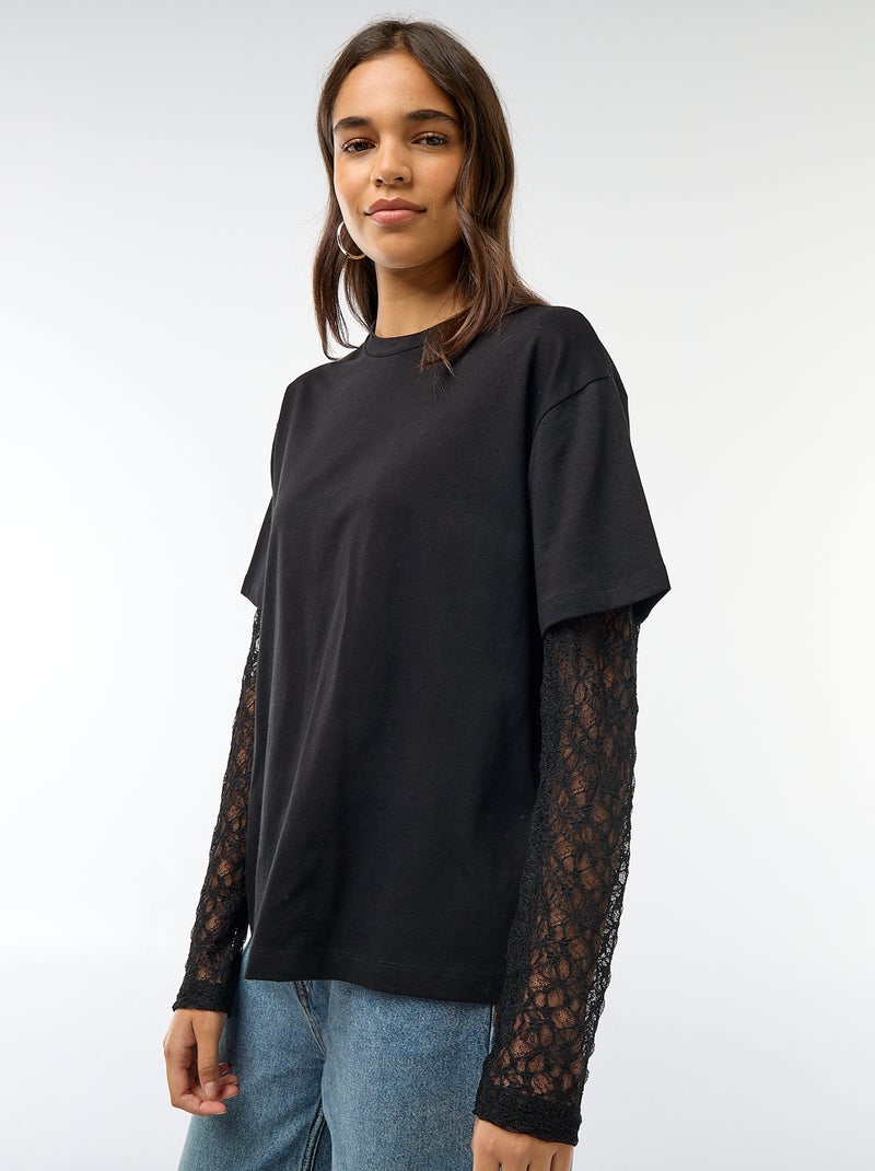 Tee-shirt 2-en-1 avec manches en dentelle