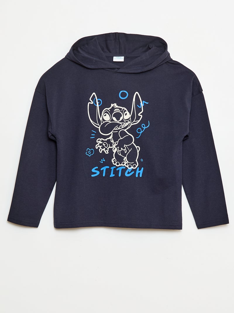 Tee-shirt à capuche 'Stitch' Bleu - Kiabi