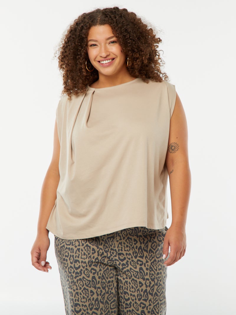 Tee-shirt à emmanchures larges Marron - Kiabi