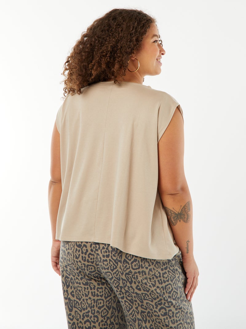 Tee-shirt à emmanchures larges Marron - Kiabi