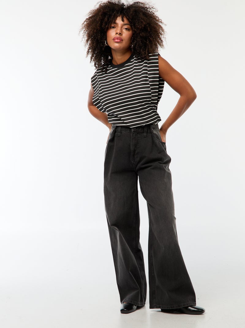 Tee-shirt à emmanchures larges Noir/blanc - Kiabi