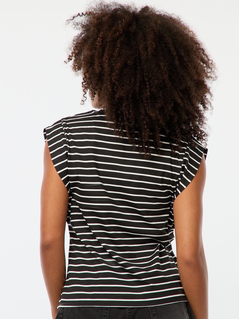 Tee-shirt à emmanchures larges Noir/blanc - Kiabi