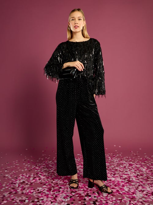 Tee-shirt à franges et sequins - Kiabi