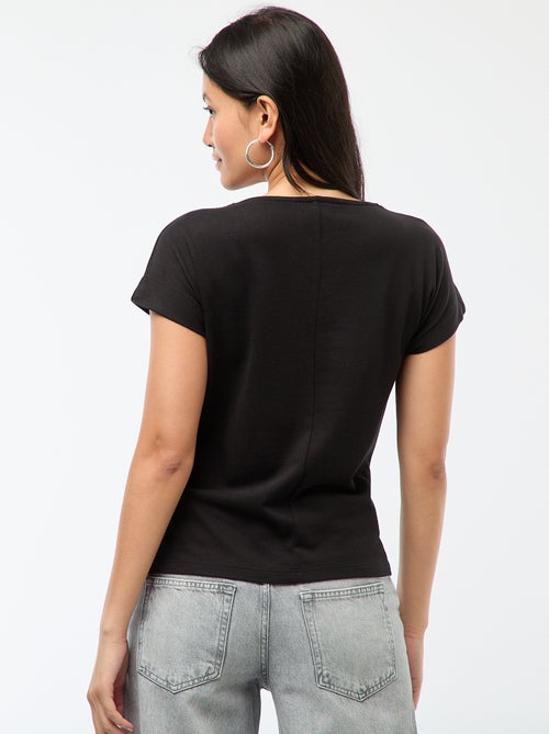 Tee-shirt à large encolure cache-coeur - Kiabi