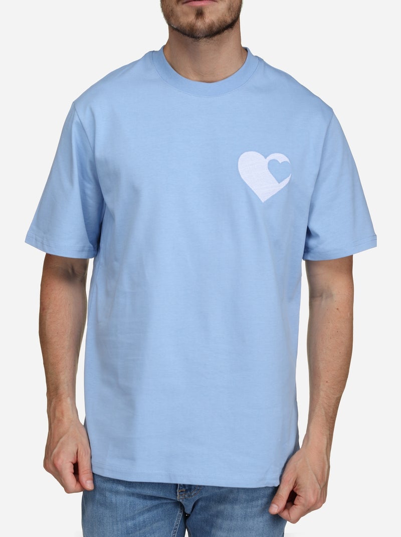 Tee Shirt à logo Bleu ciel - Kiabi