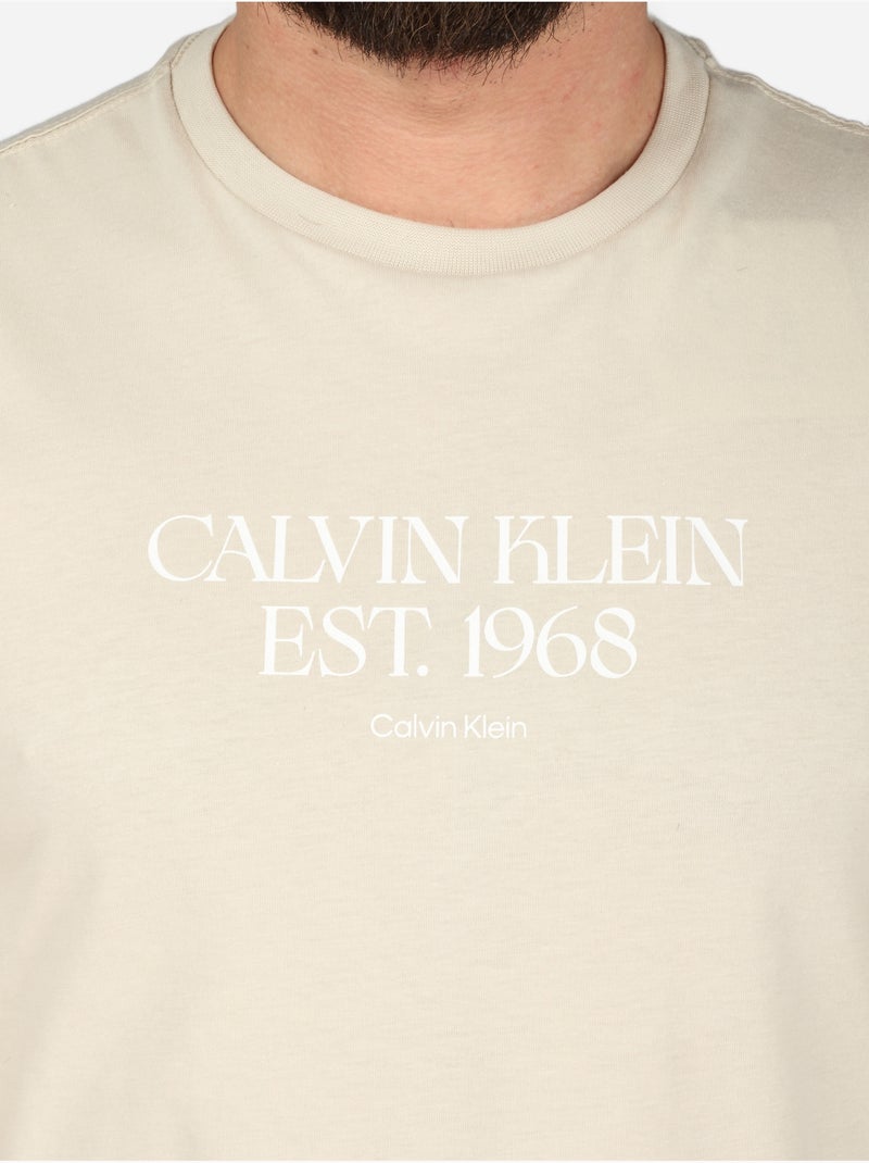 Tee Shirt à manches courtes - Calvin Klein Beige - Kiabi