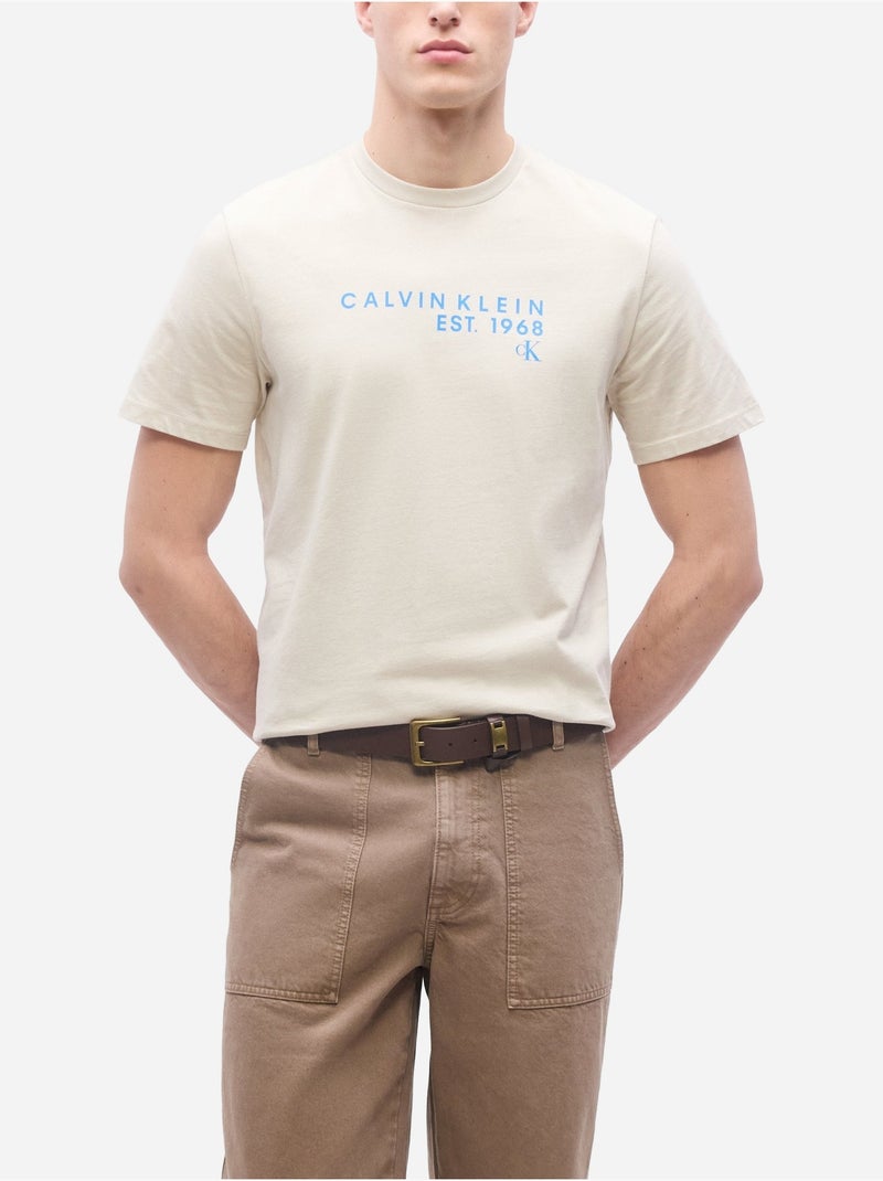 Tee Shirt à manches courtes - Calvin Klein Beige - Kiabi