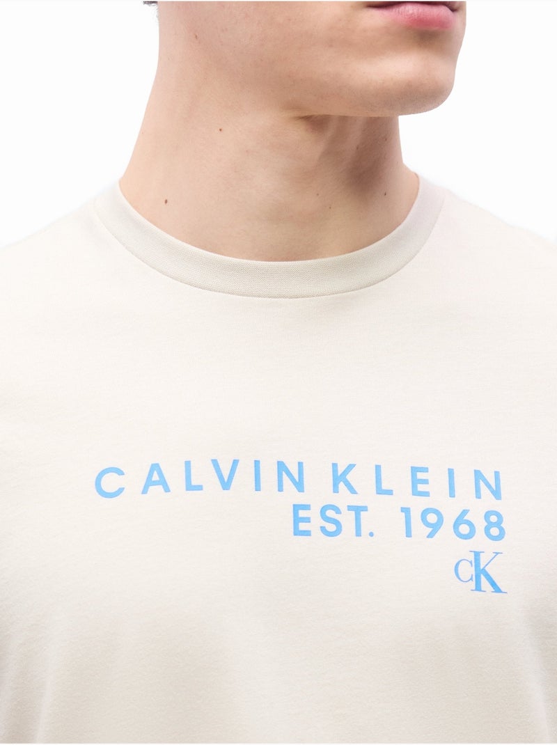 Tee Shirt à manches courtes - Calvin Klein Beige - Kiabi