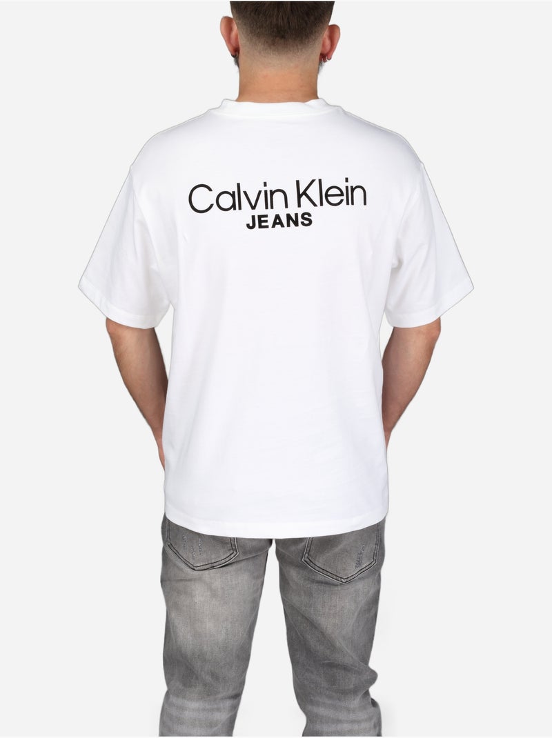 Tee Shirt à manches courtes - Calvin Klein Blanc - Kiabi