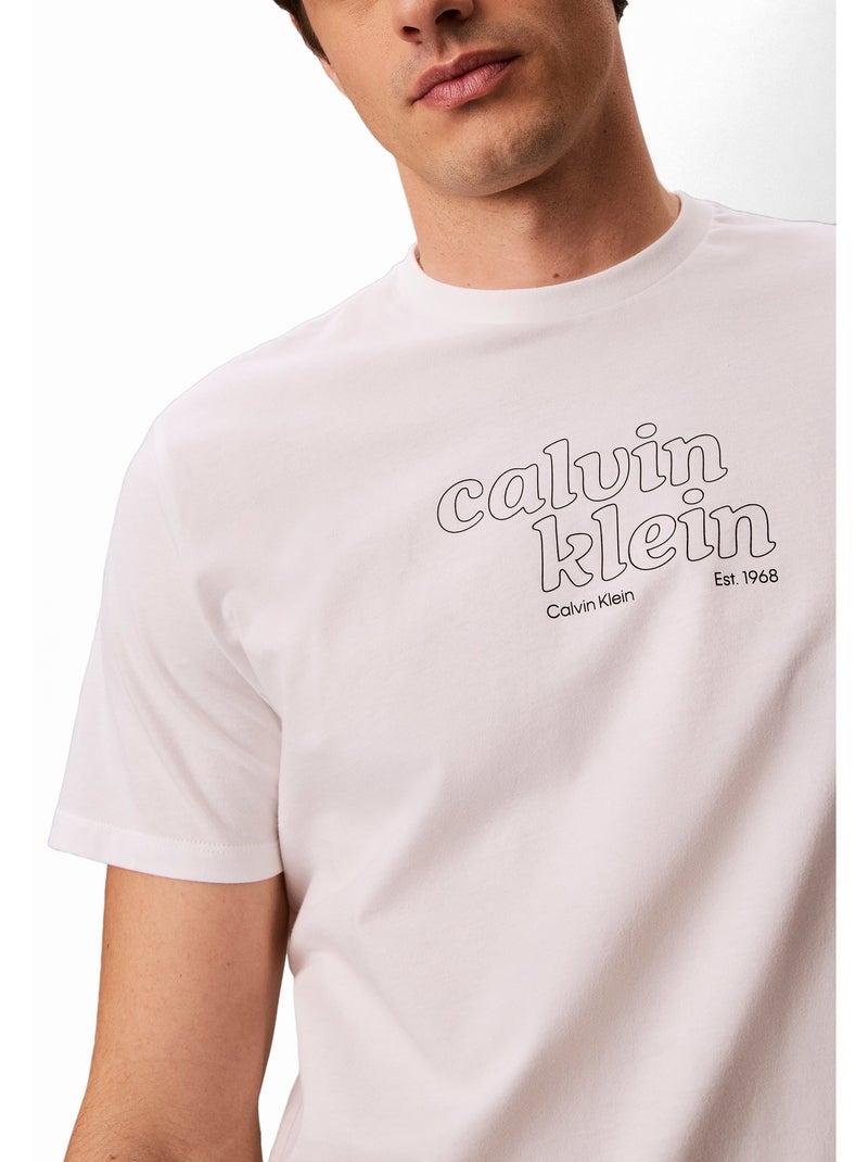 Tee Shirt à manches courtes - Calvin Klein Blanc - Kiabi