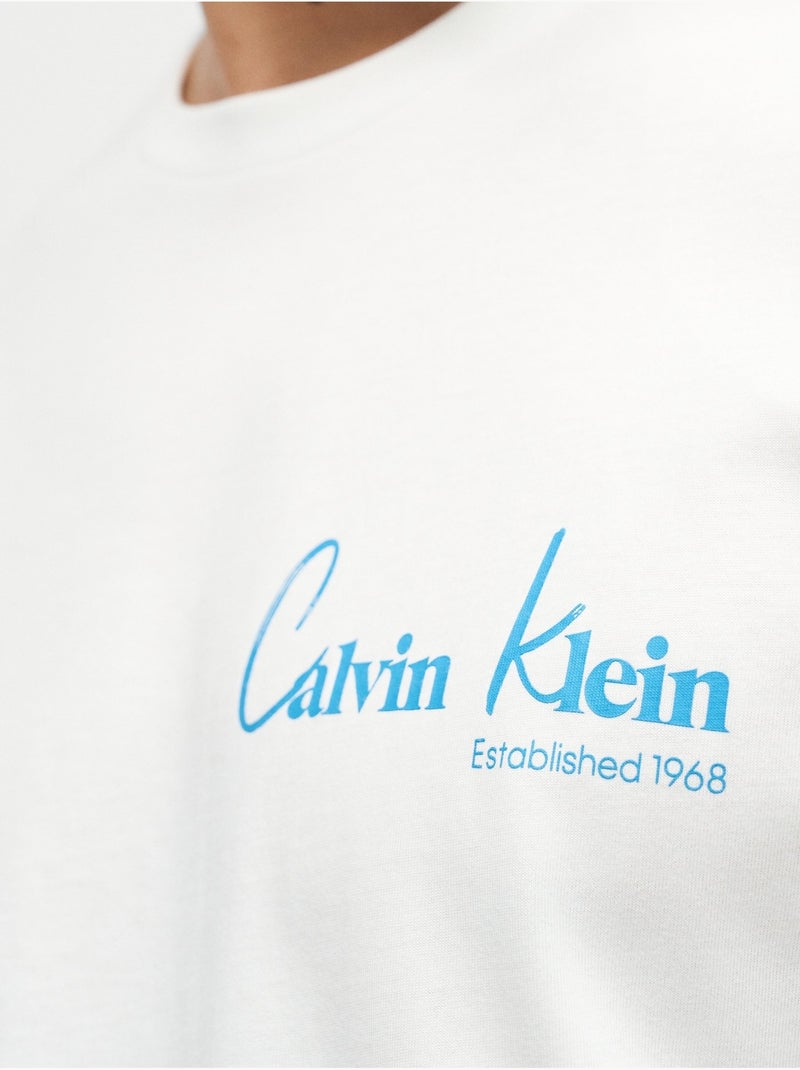 Tee Shirt à manches courtes - Calvin Klein Blanc - Kiabi