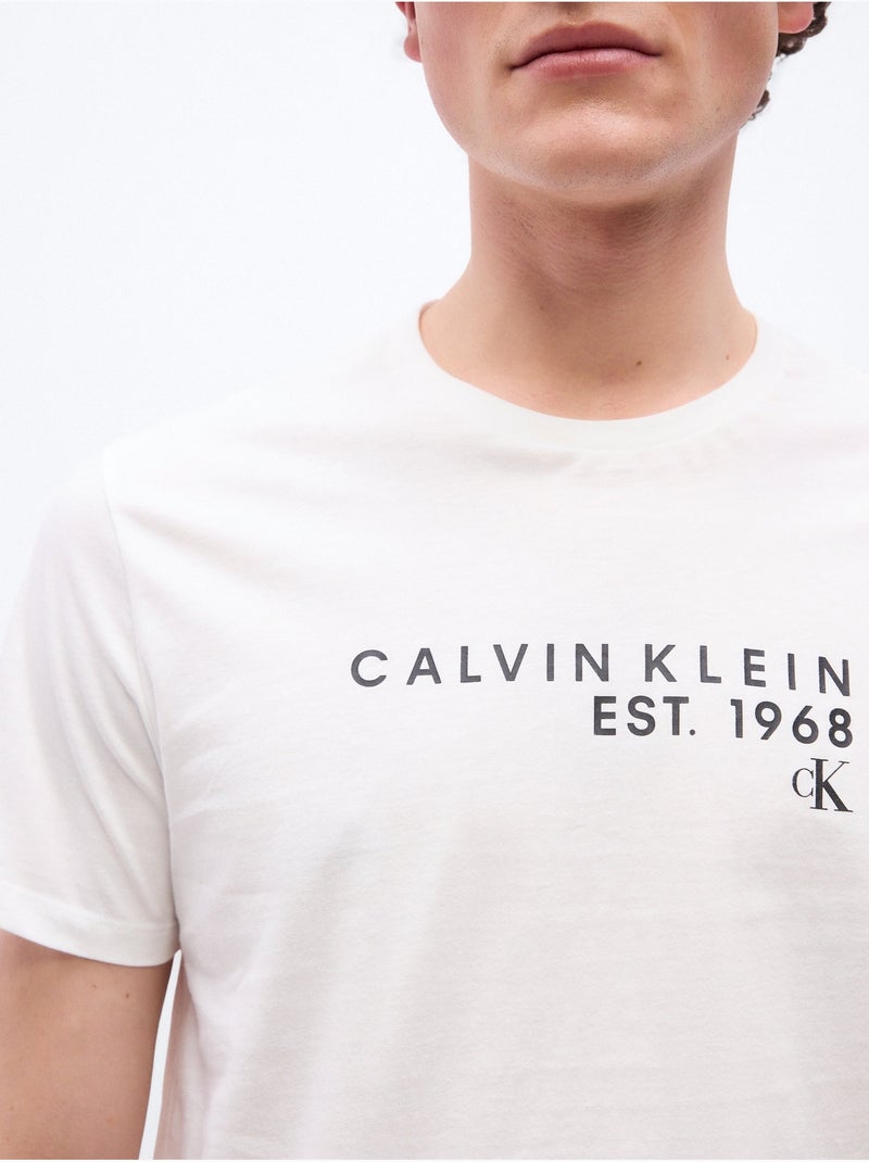Tee Shirt à manches courtes - Calvin Klein Blanc - Kiabi