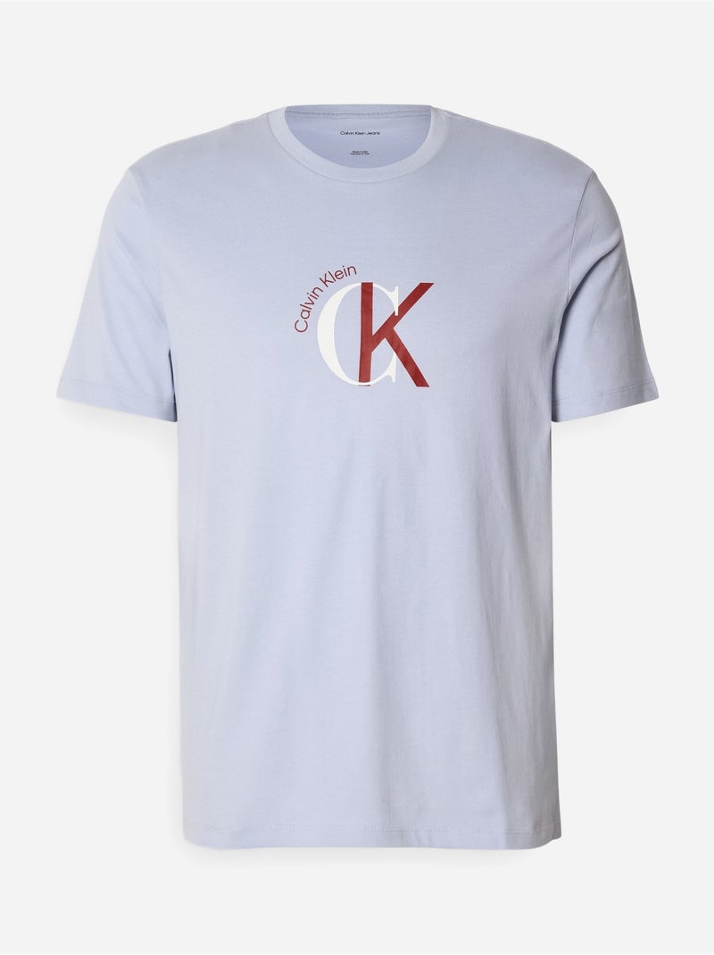 Tee Shirt à manches courtes - Calvin Klein Bleu clair - Kiabi