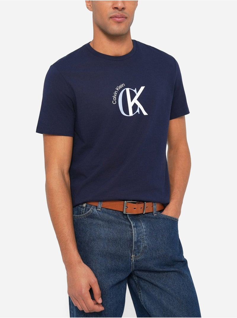 Tee Shirt à manches courtes - Calvin Klein Bleu foncé - Kiabi