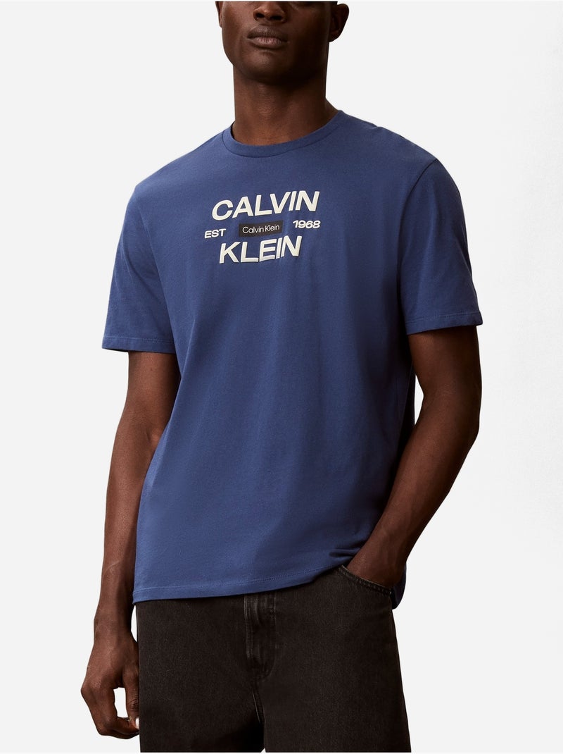 Tee Shirt à manches courtes - Calvin Klein Bleu - Kiabi