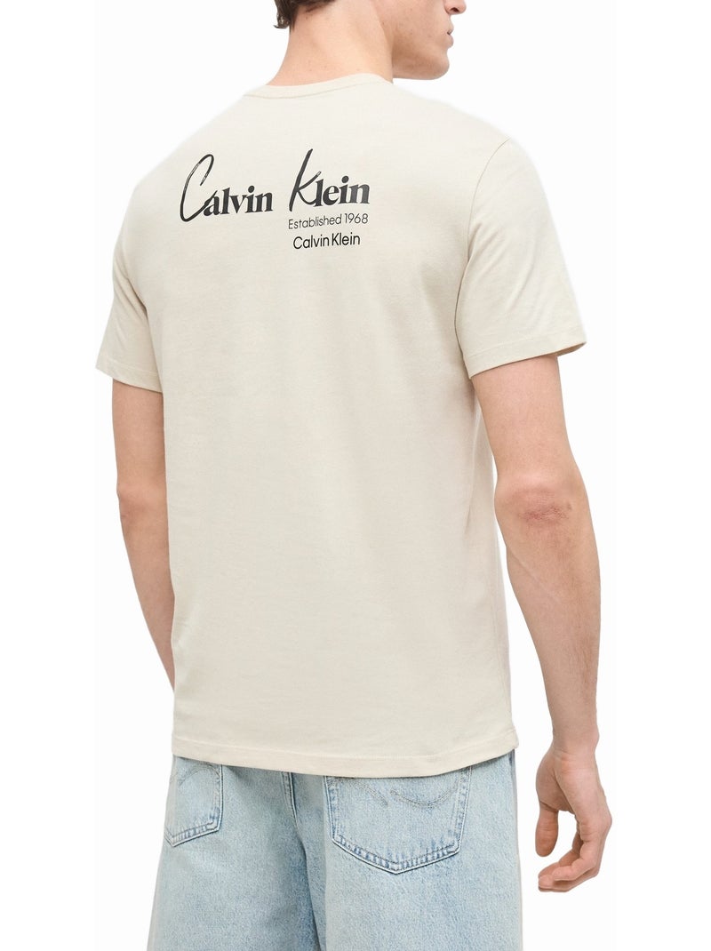 Tee Shirt à manches courtes - Calvin Klein Ecru - Kiabi