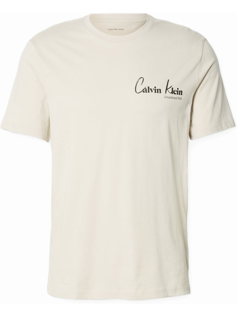 Tee Shirt à manches courtes - Calvin Klein Ecru - Kiabi