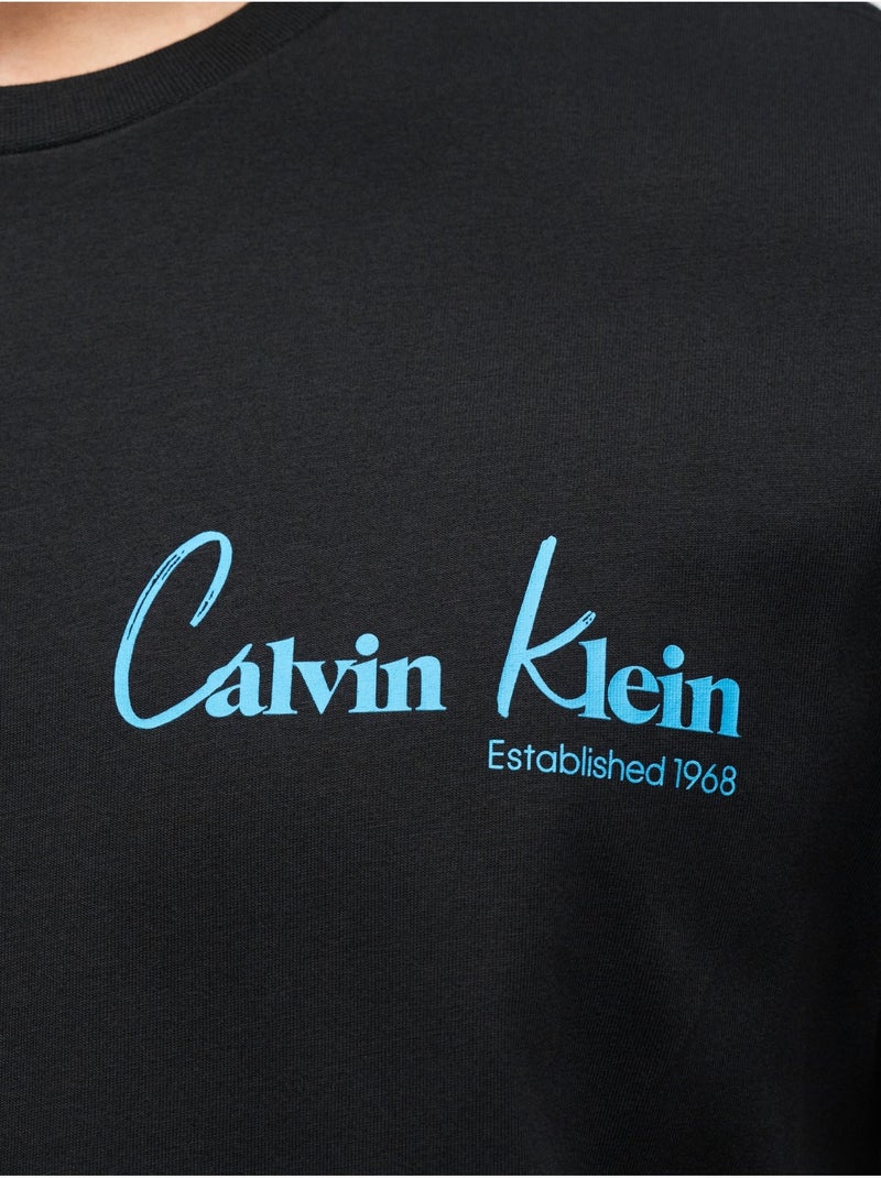 Tee Shirt à manches courtes - Calvin Klein Noir - Kiabi