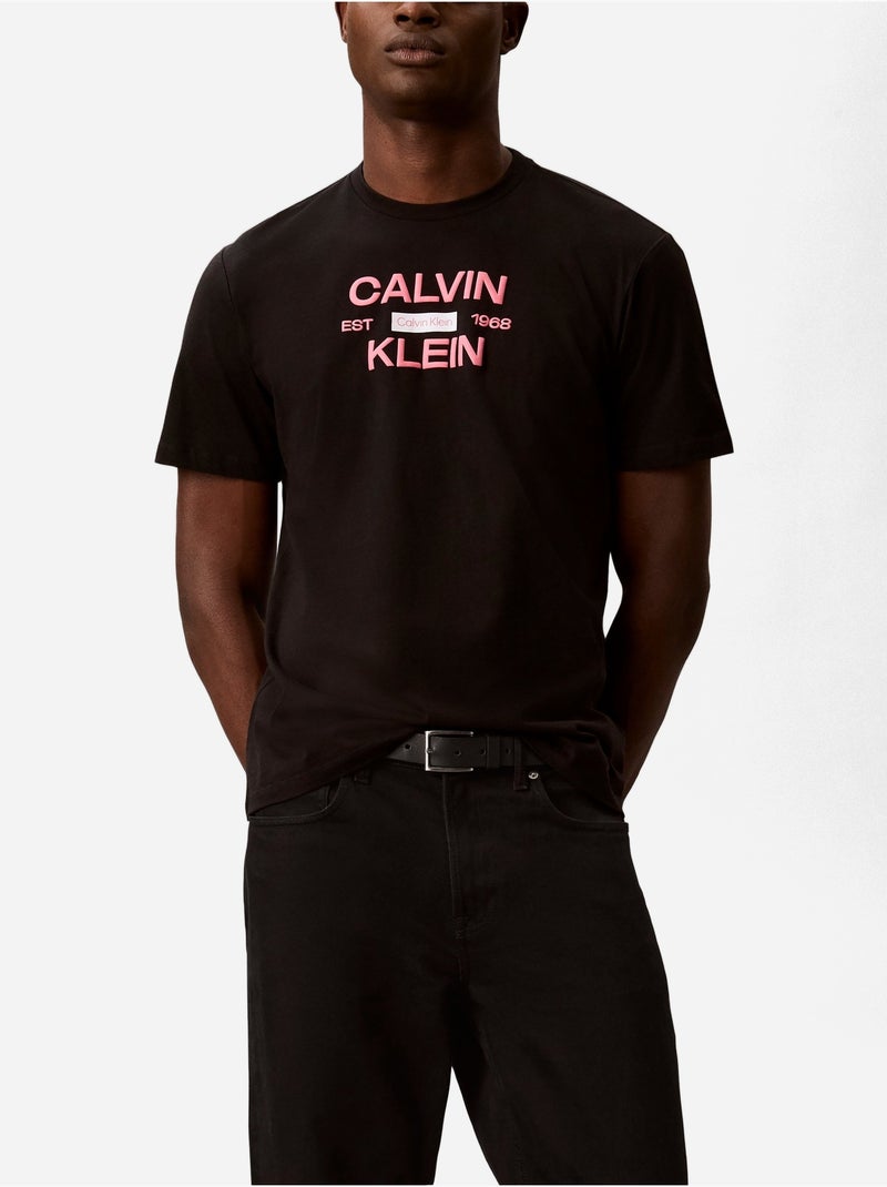 Tee Shirt à manches courtes - Calvin Klein Noir - Kiabi