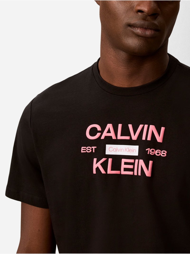 Tee Shirt à manches courtes - Calvin Klein Noir - Kiabi