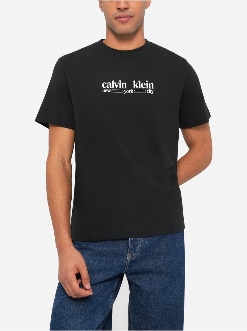 Tee Shirt à manches courtes - Calvin Klein Noir - Kiabi