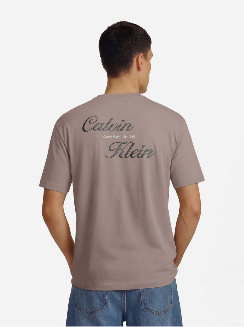 Tee Shirt à manches courtes - Calvin Klein Taupe - Kiabi