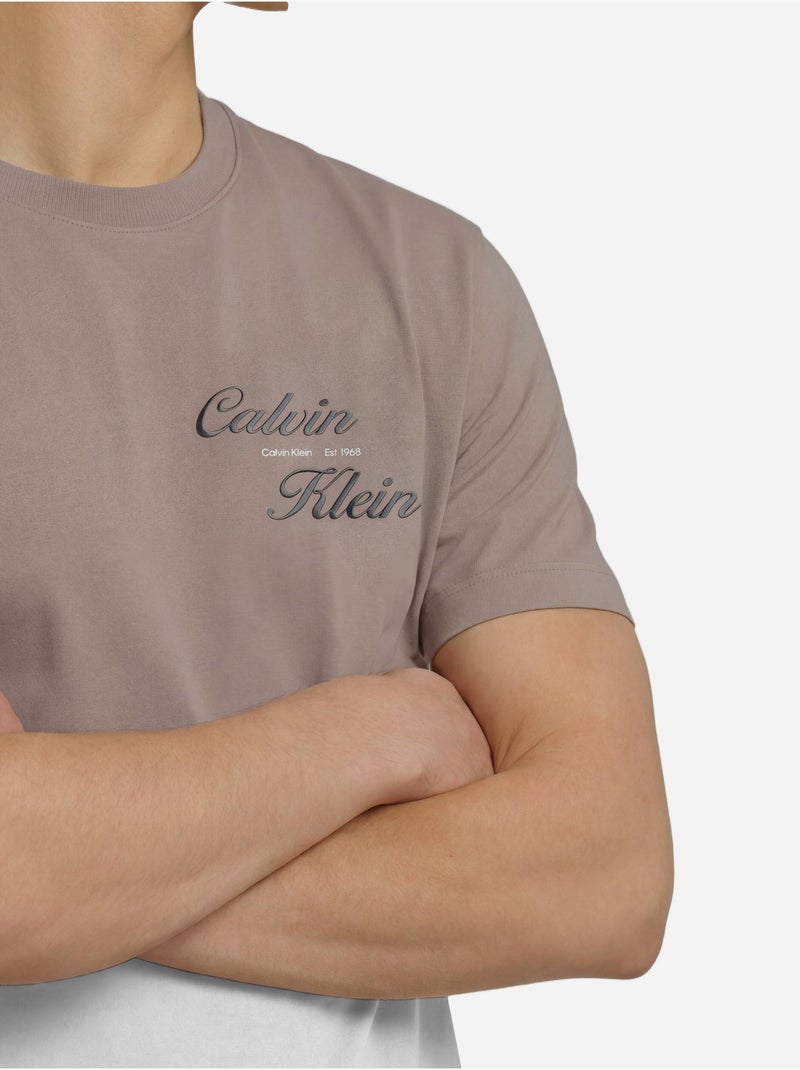 Tee Shirt à manches courtes - Calvin Klein Taupe - Kiabi