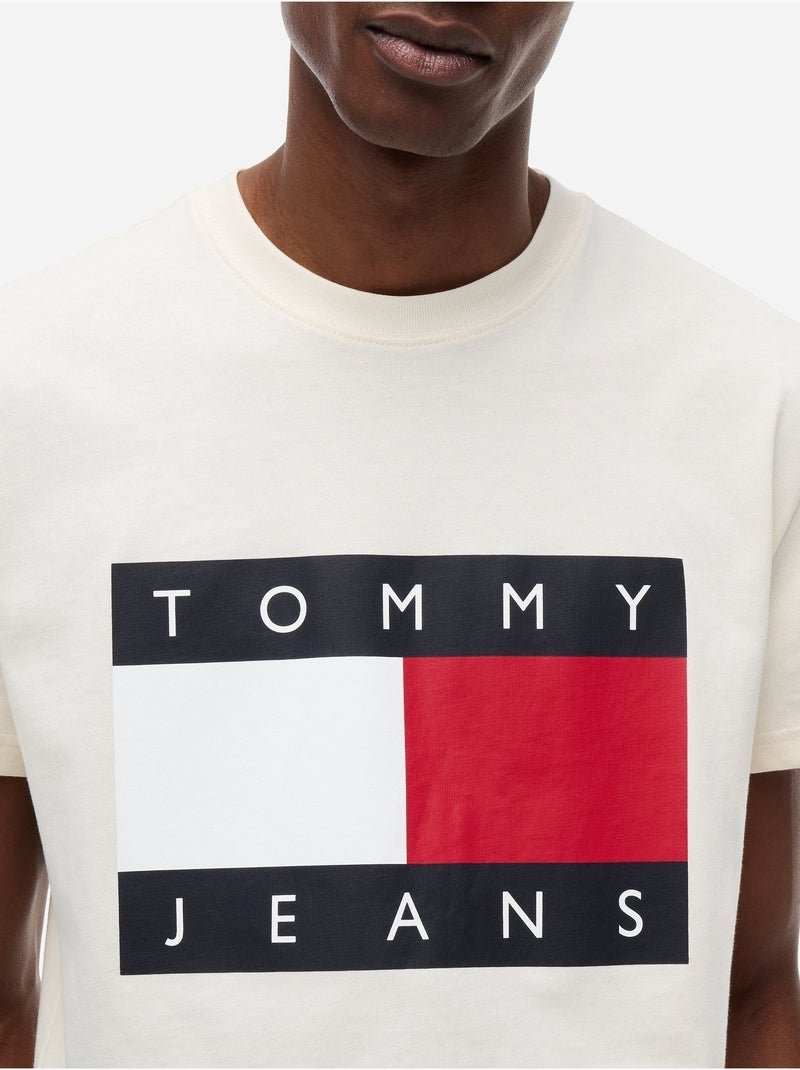 Tee Shirt à manches courtes - Tommy jeans Blanc cassé - Kiabi