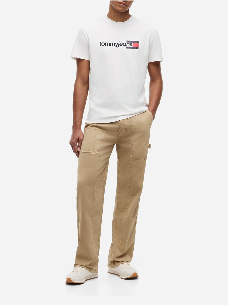 Tee Shirt à manches courtes - Tommy jeans Ecru - Kiabi
