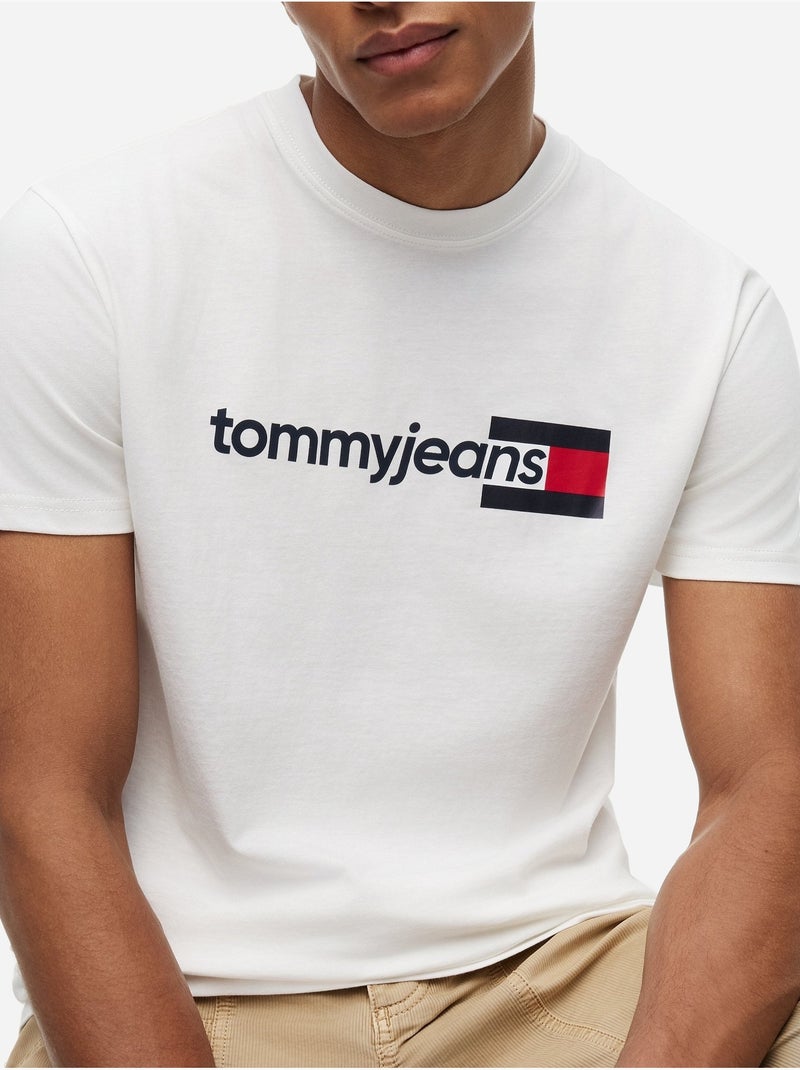 Tee Shirt à manches courtes - Tommy jeans Ecru - Kiabi