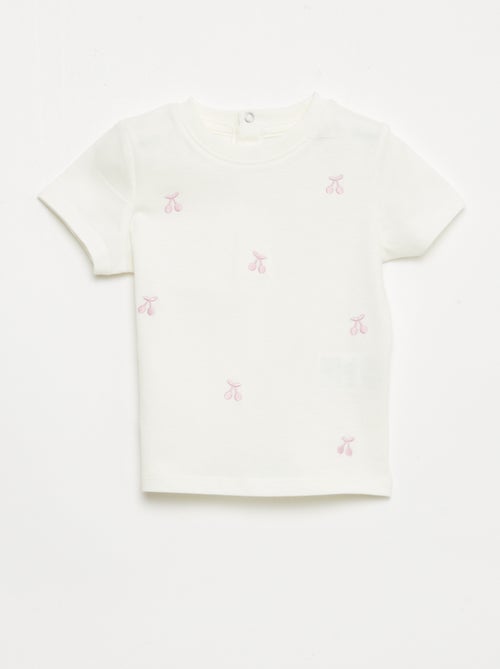 Tee-shirt à manches courtes avec broderies - Kiabi