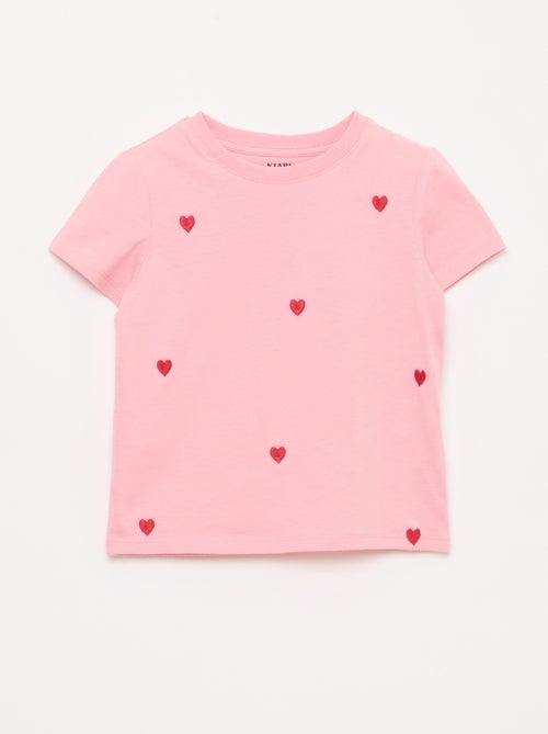 Tee-shirt à manches courtes avec broderies - Kiabi