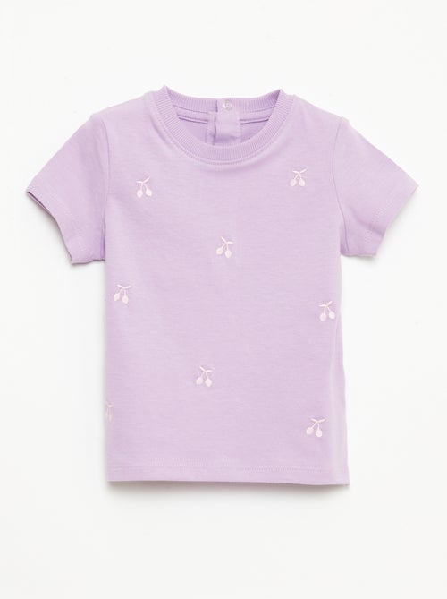 Tee-shirt à manches courtes avec broderies - Kiabi