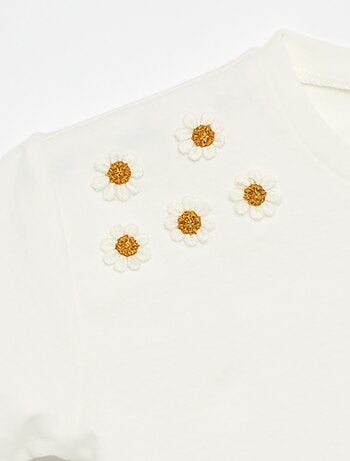 Tee-shirt à manches courtes avec fleurs sur l'épaule