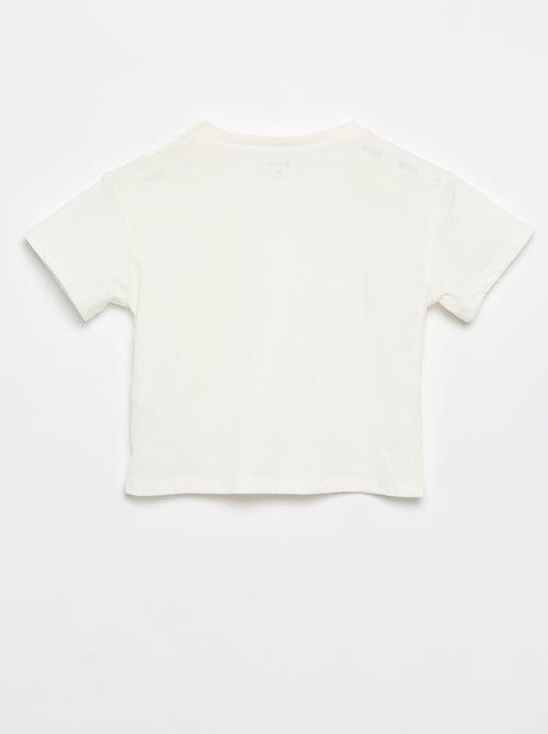 Tee-shirt à manches courtes avec fleurs sur l'épaule - Kiabi