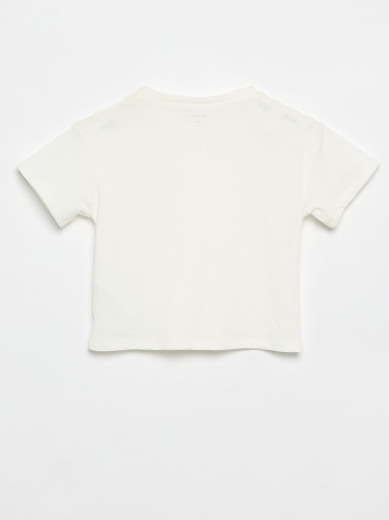 Tee-shirt à manches courtes avec fleurs sur l'épaule Blanc - Kiabi