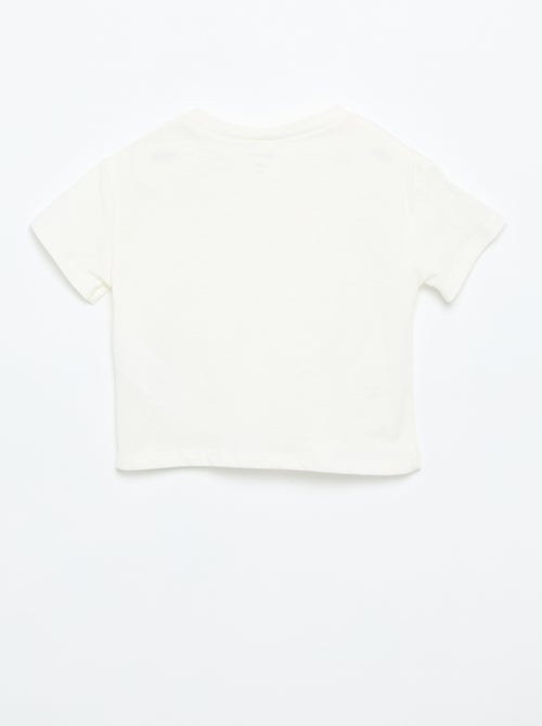 Tee-shirt à manches courtes avec fleurs sur l'épaule - Kiabi