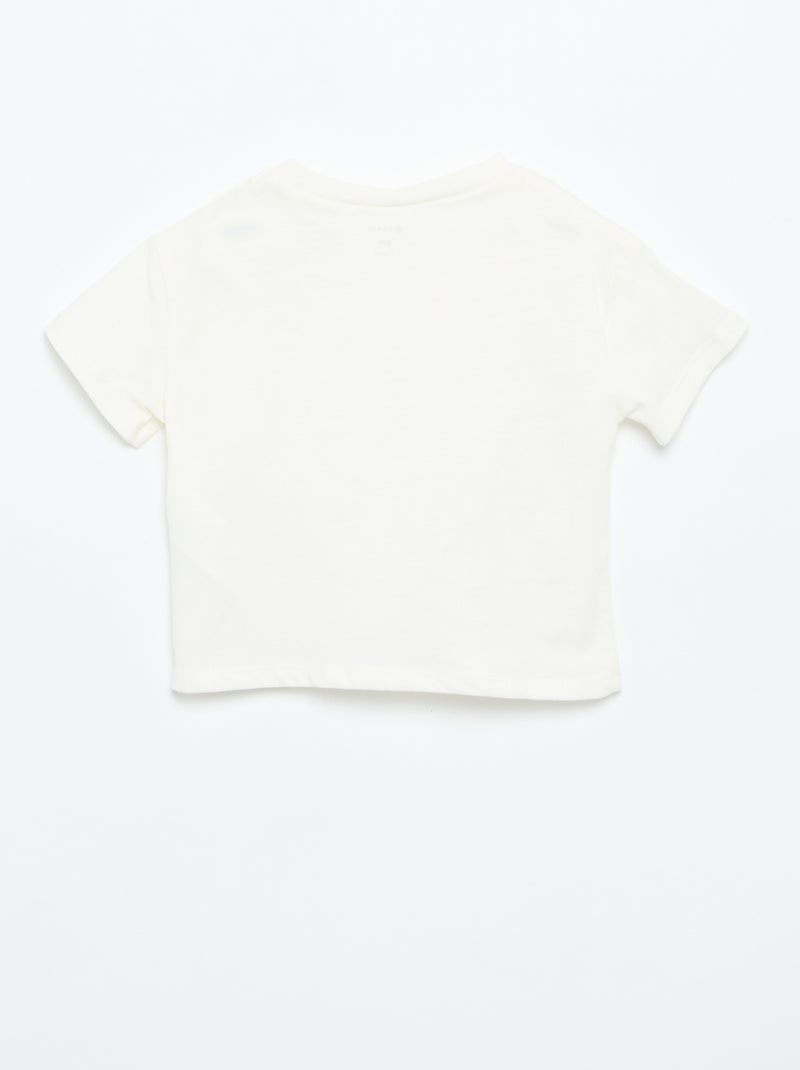 Tee-shirt à manches courtes avec fleurs sur l'épaule Blanc - Kiabi