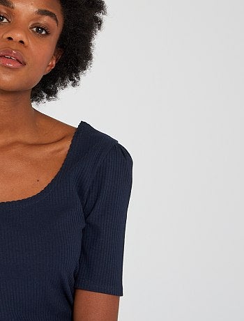 Tee-shirt à manches courtes côtelé