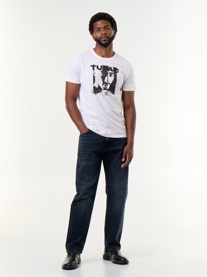 Tee-shirt à manches courtes 'Tupac' Blanc - Kiabi