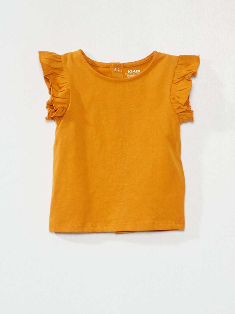 Tee-shirt à manches volantées Jaune - Kiabi