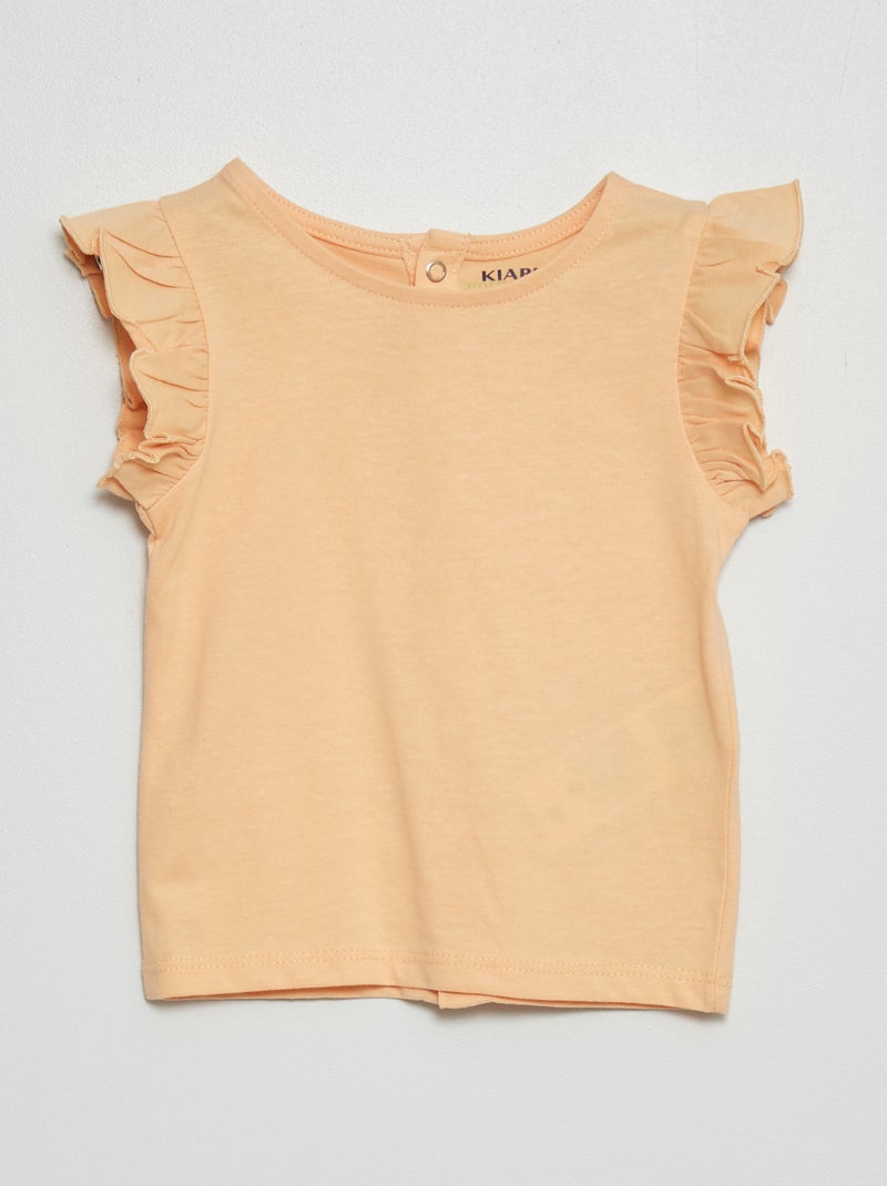 Tee-shirt à manches volantées Orange - Kiabi