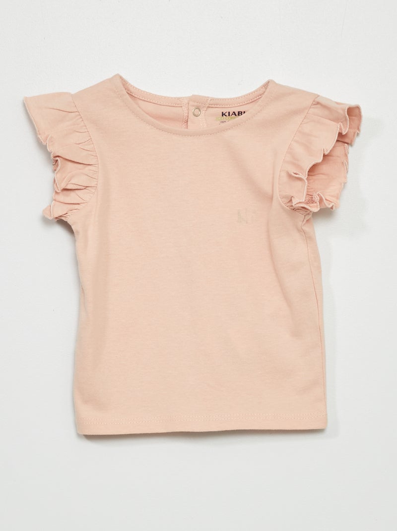 Tee-shirt à manches volantées Rose clair - Kiabi