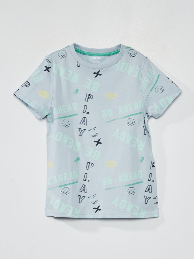 Tee-shirt à motif pur coton BLEU - Kiabi