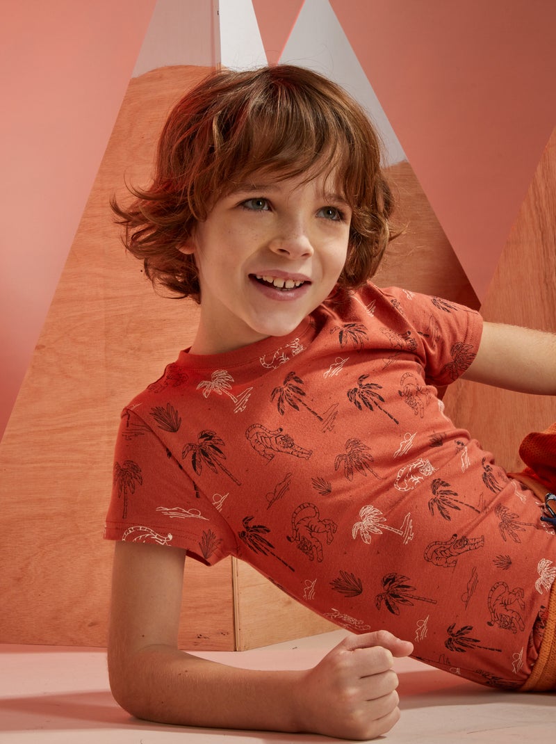 Tee-shirt à motif pur coton Marron 'tigre' - Kiabi
