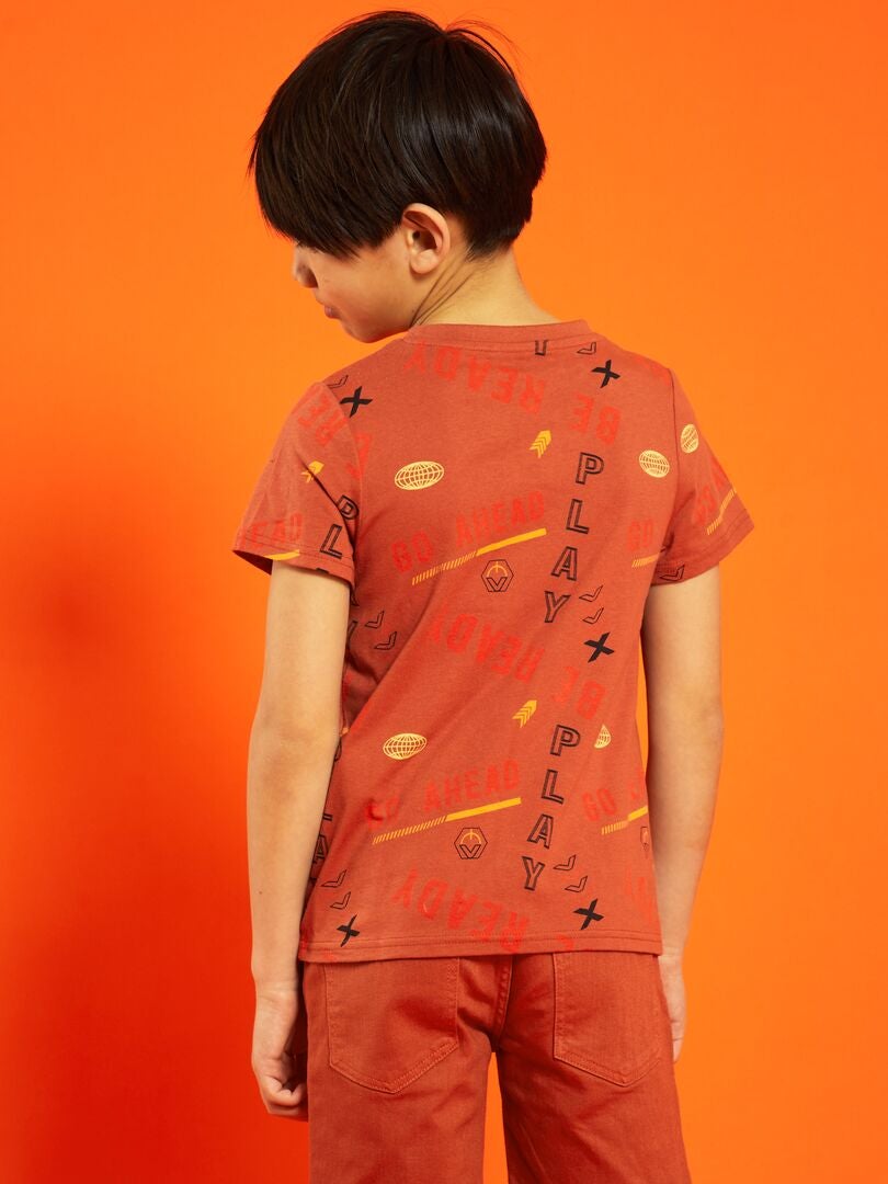 Tee-shirt à motif pur coton Rouge - Kiabi